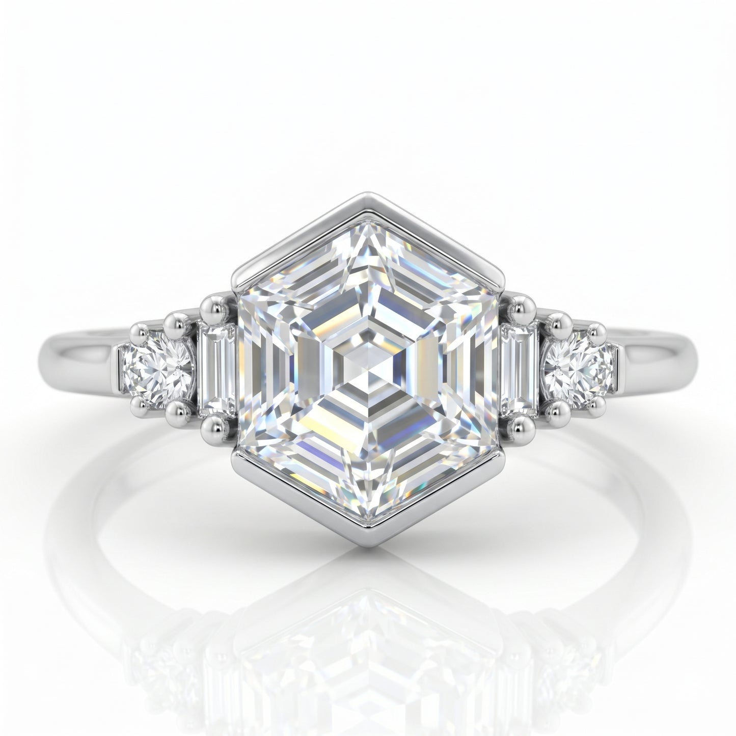 1.400CT Hexagon Lab Grown Diamond Engagement Ring