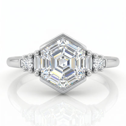 1.400CT Hexagon Lab Grown Diamond Engagement Ring