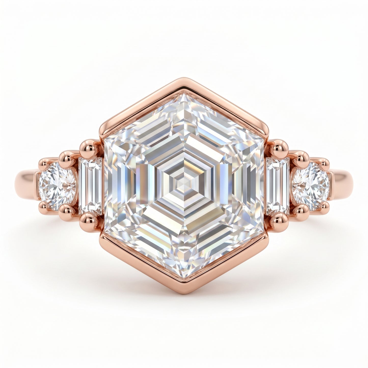 1.400CT Hexagon Lab Grown Diamond Engagement Ring