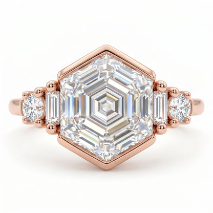 1.400CT Hexagon Lab Grown Diamond Engagement Ring