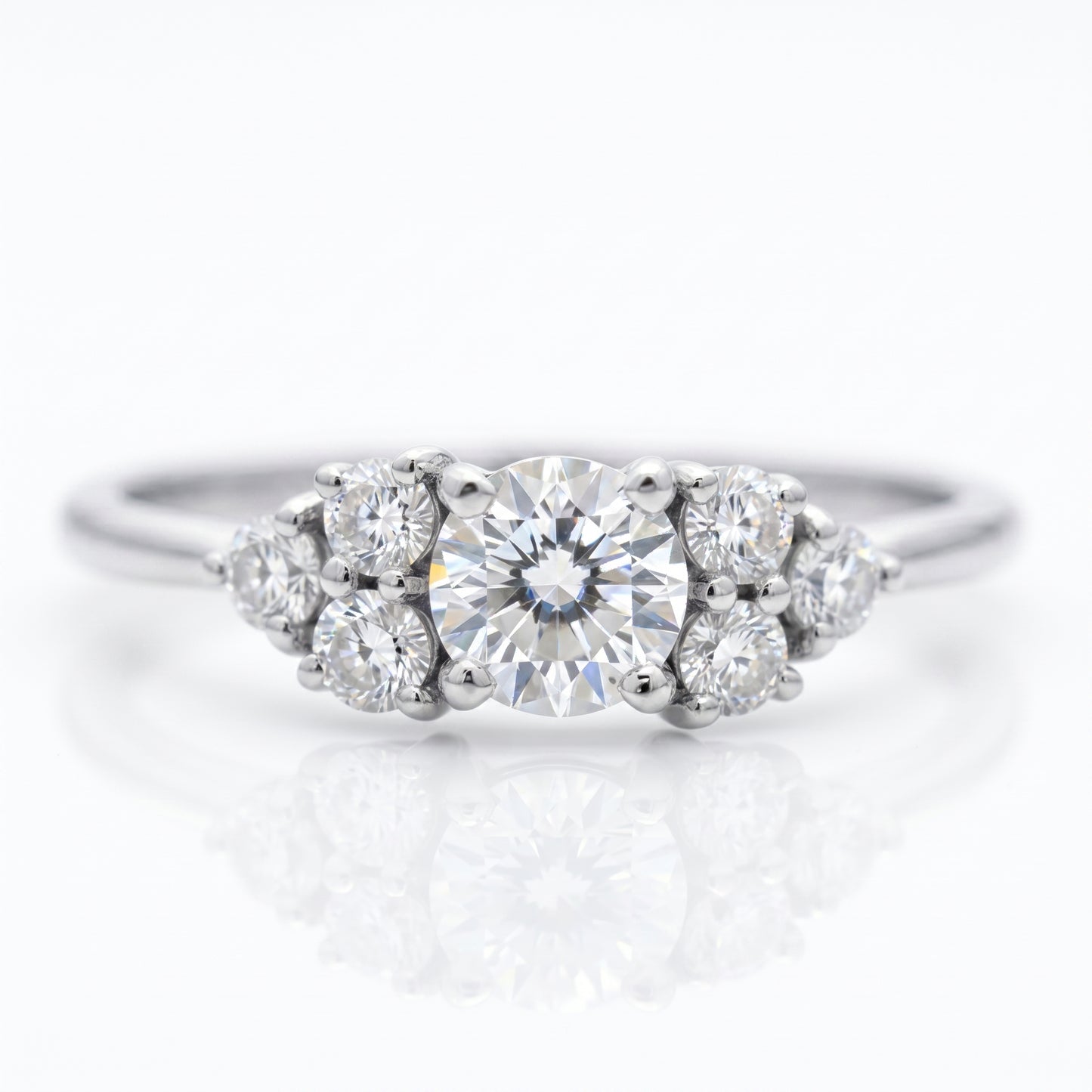 1.30 Ct Round Cluster Lab Grown Diamond Engagement Ring