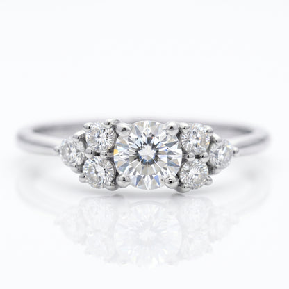 1.30 Ct Round Cluster Lab Grown Diamond Engagement Ring
