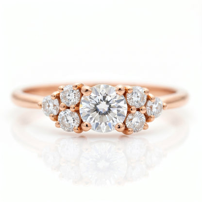 1.30 Ct Round Cluster Lab Grown Diamond Engagement Ring