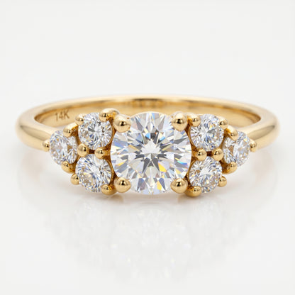 1.30 Ct Round Cluster Lab Grown Diamond Engagement Ring