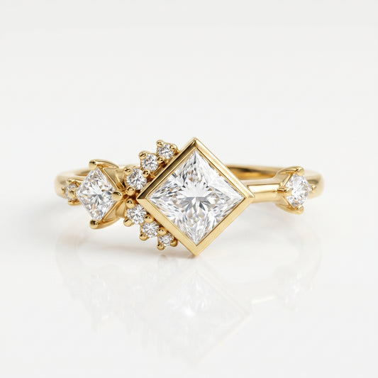 1.05 Ct Princess Cut Lab Grown Diamond Engagement Ring