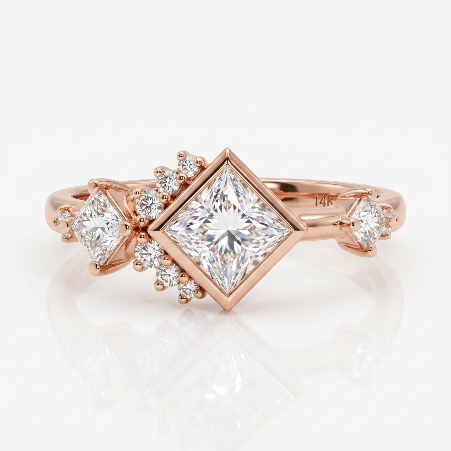 1.05 Ct Princess Cut Lab Grown Diamond Engagement Ring