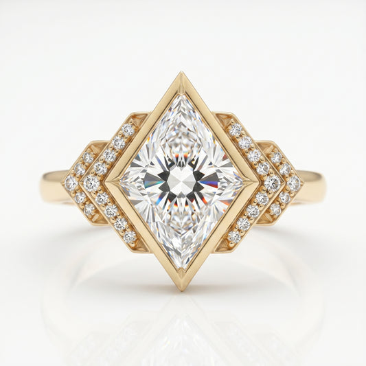 3.30 Ct Kite Cut Lab Grown Diamond Engagement Ring