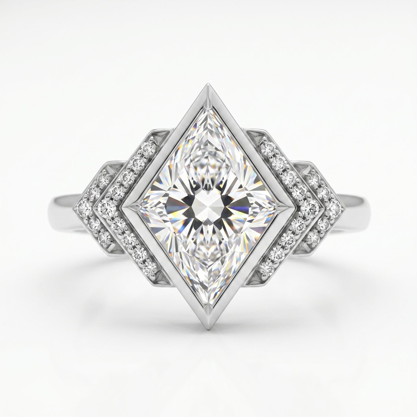 3.30 Ct Kite Cut Lab Grown Diamond Engagement Ring