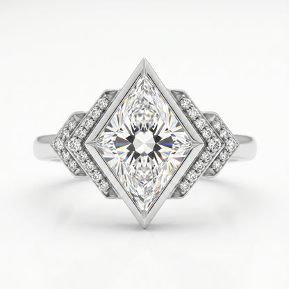 3.30 Ct Kite Cut Lab Grown Diamond Engagement Ring