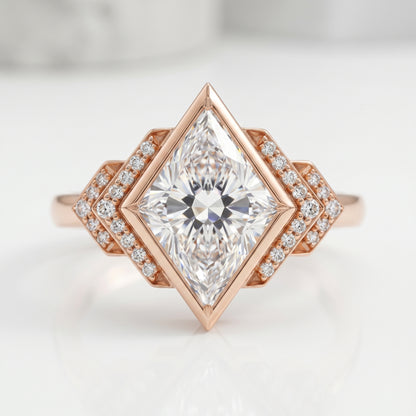 3.30 Ct Kite Cut Lab Grown Diamond Engagement Ring