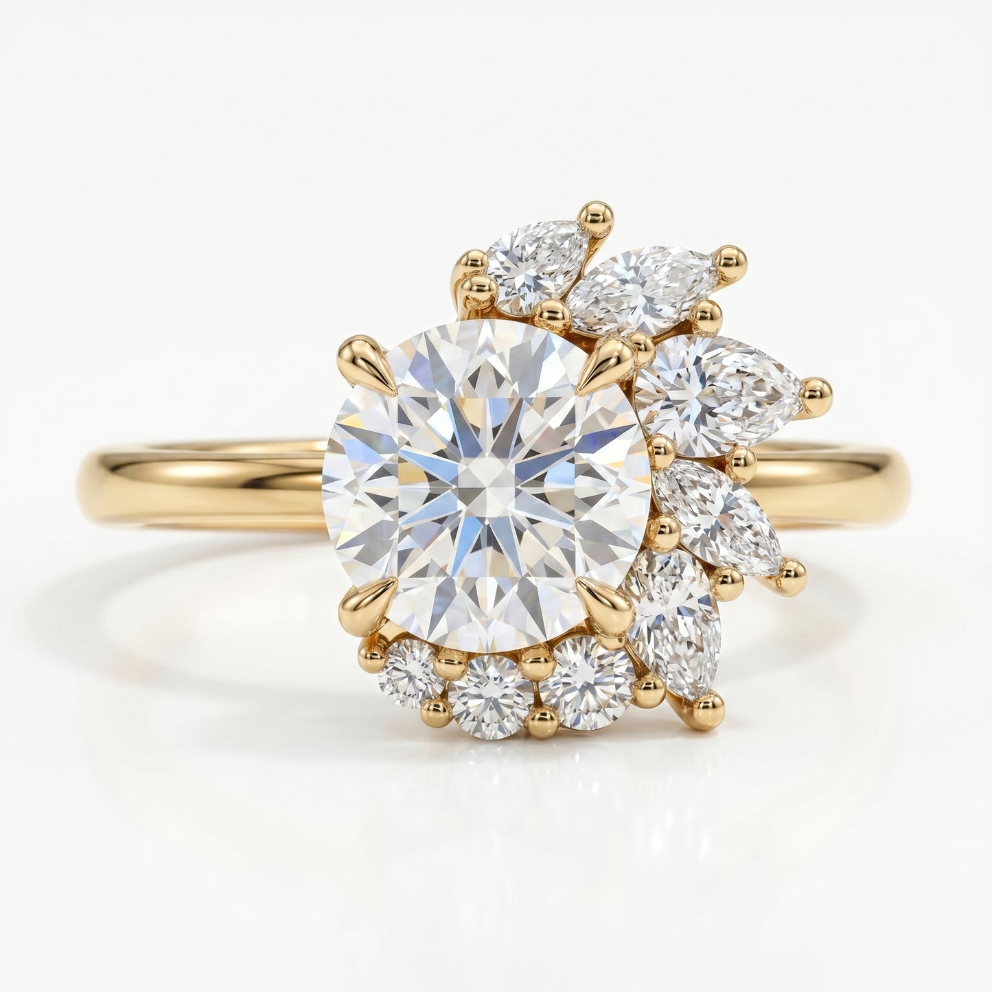 1.30CT Round Cut Cluster Engagement Ring