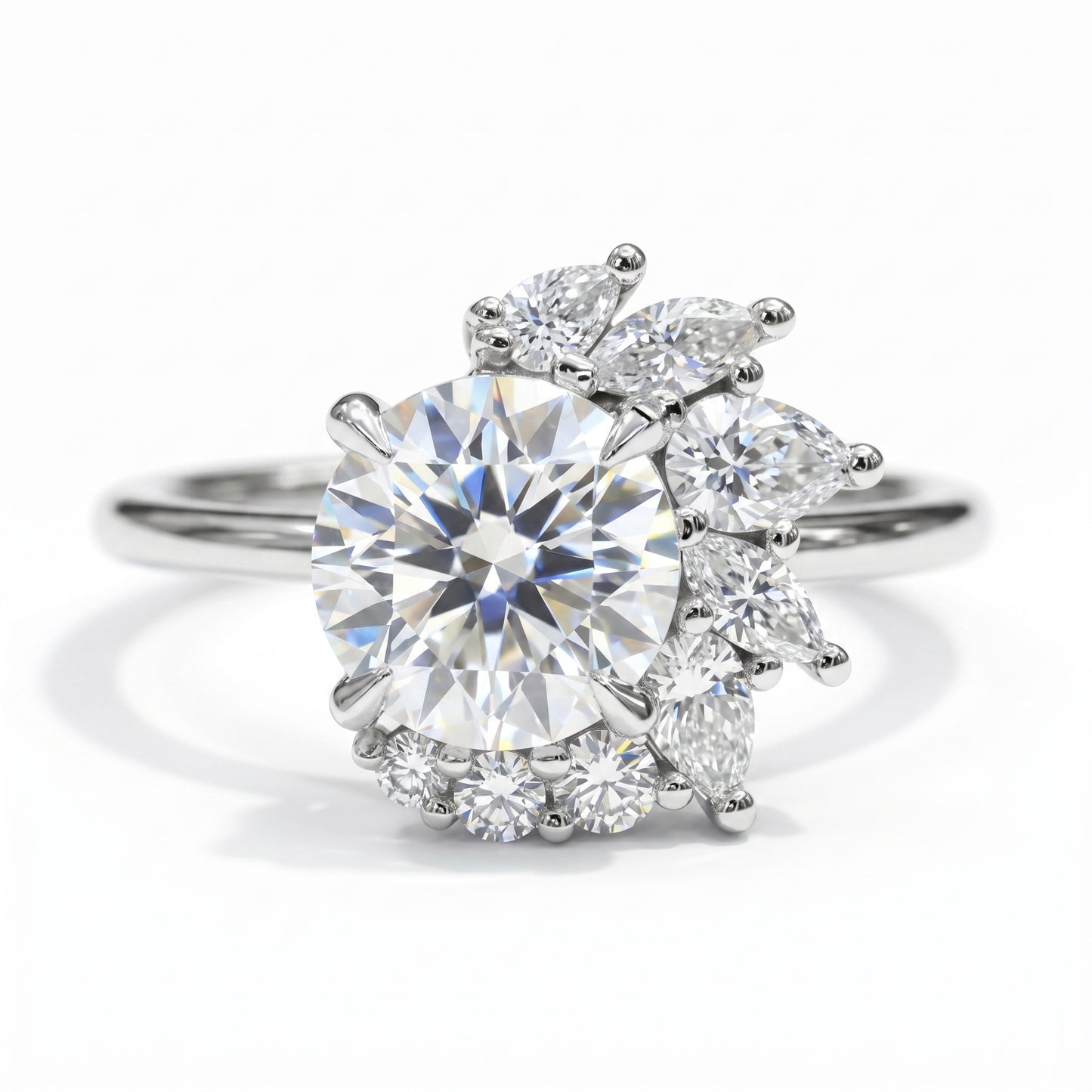 1.30CT Round Cut Cluster Engagement Ring