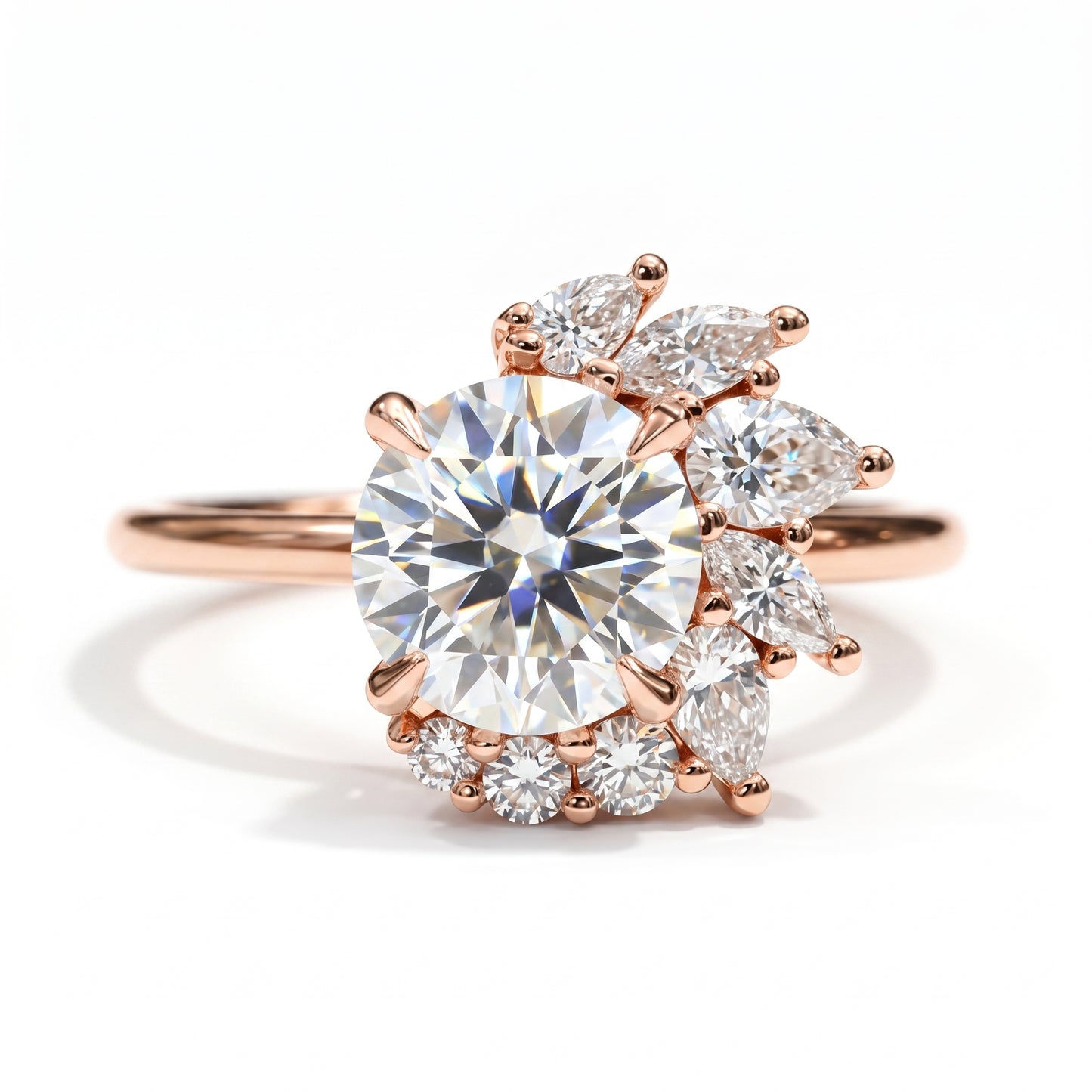 1.30CT Round Cut Cluster Engagement Ring