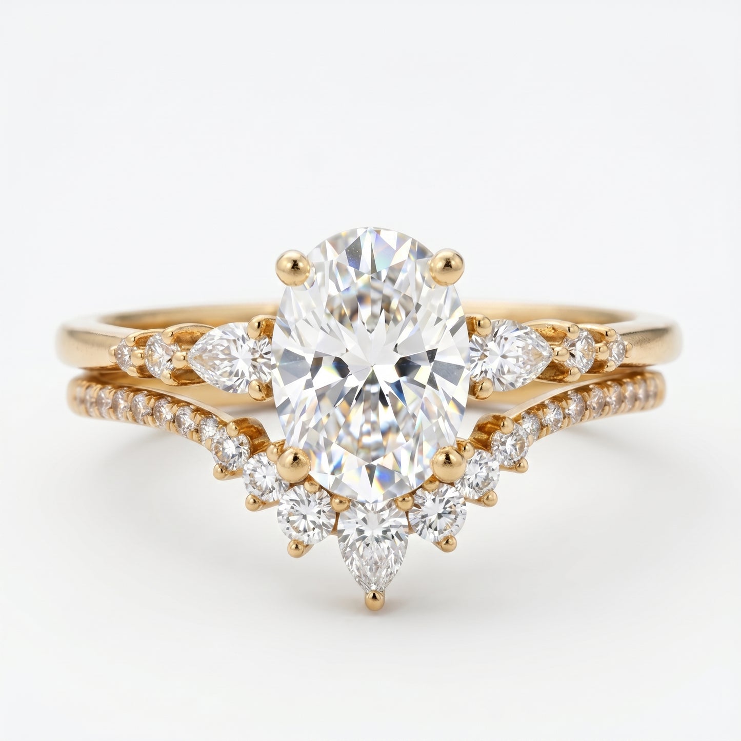 1.61 CT Oval Halo Engagement Ring Set