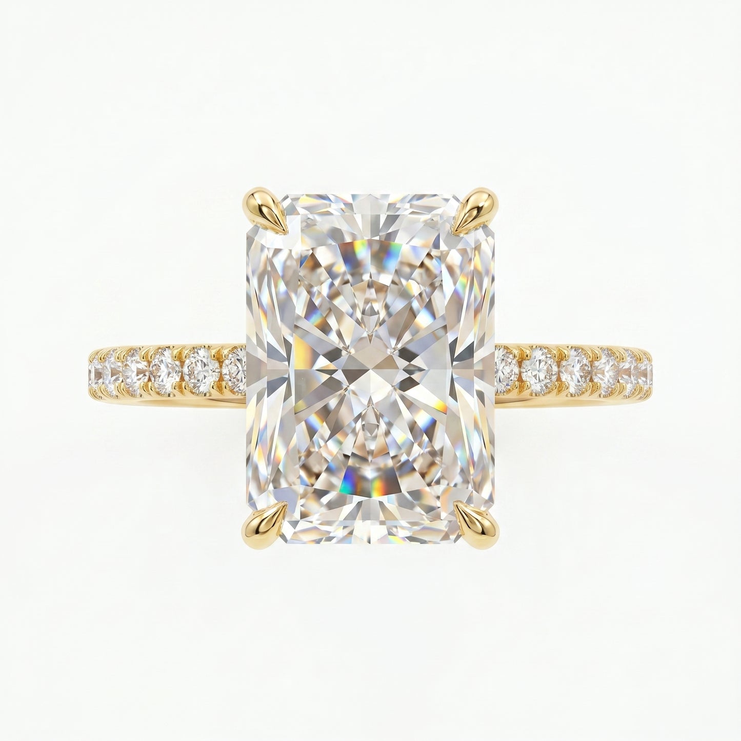 2.30 CT Radiant Cut Lab Grown Hidden Halo Diamond Engagement Ring
