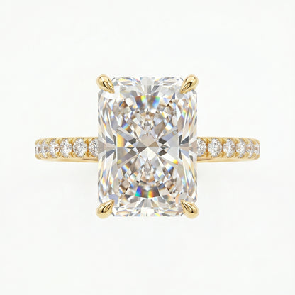 2.30 CT Radiant Cut Lab Grown Hidden Halo Diamond Engagement Ring
