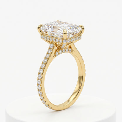 2.30 CT Radiant Cut Lab Grown Hidden Halo Diamond Engagement Ring