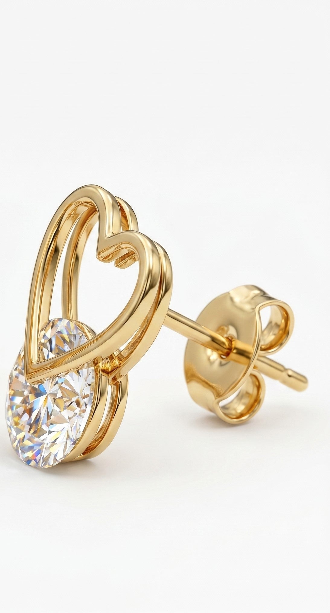 2.00ct Heart Lab Grown Diamond Stud Earrings, 14K Gold Diamond Earrings