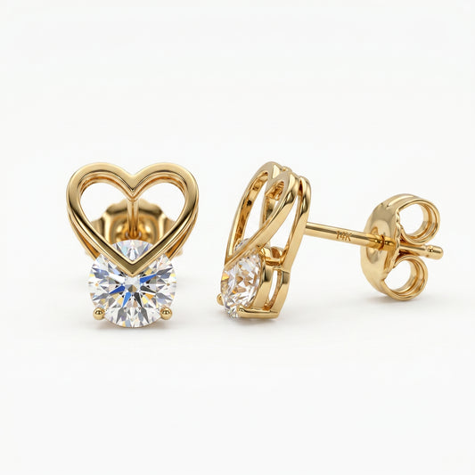 heart cut diamond stud earrings​

