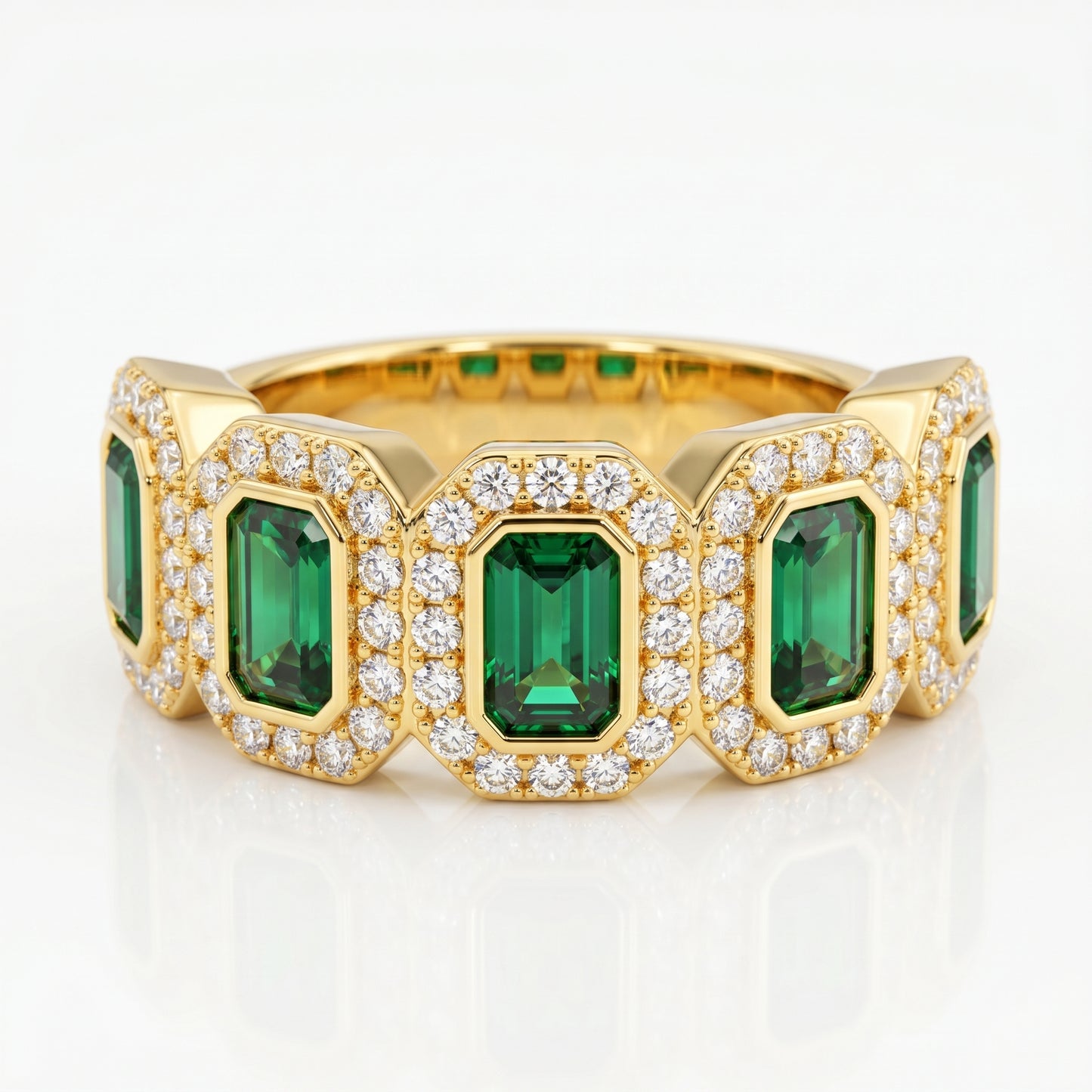 1.10ct Emerald Cut Green Lab Grown Diamond Ring