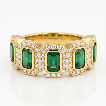 1.10ct Emerald Cut Green Lab Grown Diamond Ring