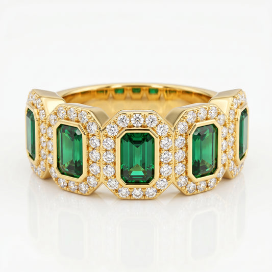 1.10ct Emerald Cut Green Lab Grown Diamond Ring