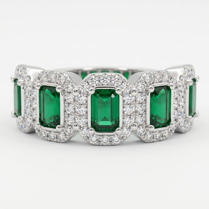 1.10ct Emerald Cut Green Lab Grown Diamond Ring