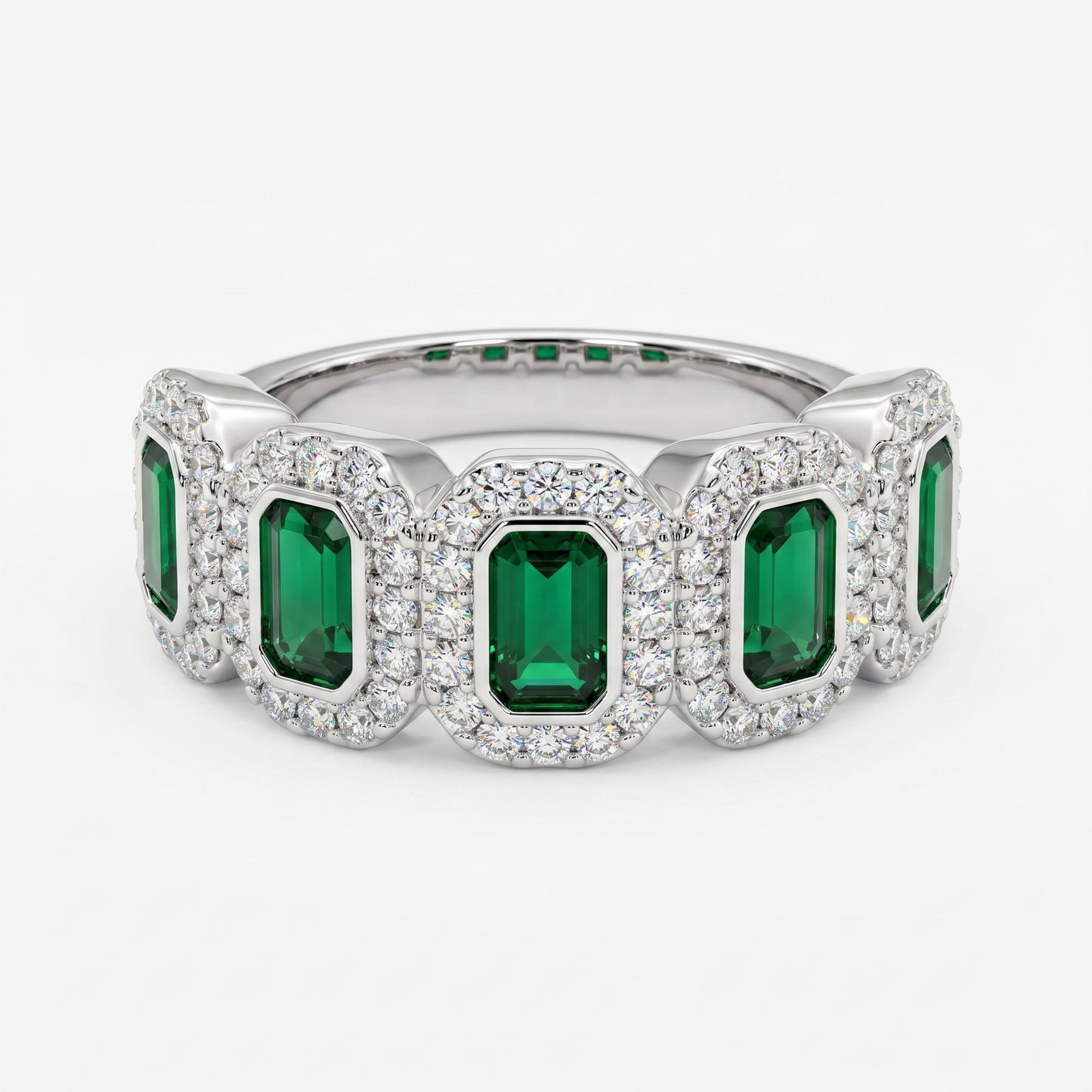 1.10ct Emerald Cut Green Lab Grown Diamond Ring