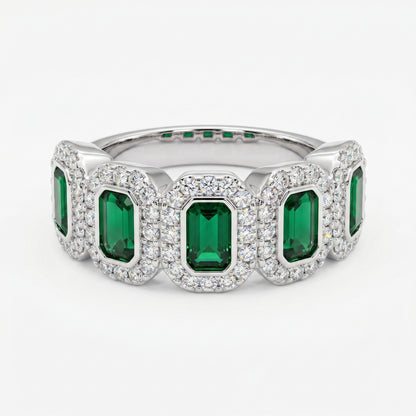 1.10ct Emerald Cut Green Lab Grown Diamond Ring