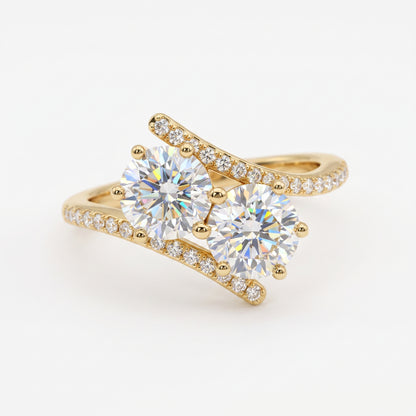 2.60 CT Two Stone Lab Grown Diamond Toi et Moi Engagement Ring