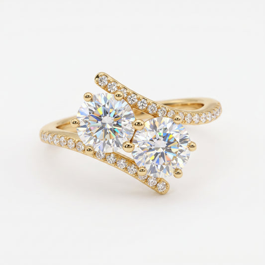2.60 CT Two Stone Lab Grown Diamond Toi et Moi Engagement Ring