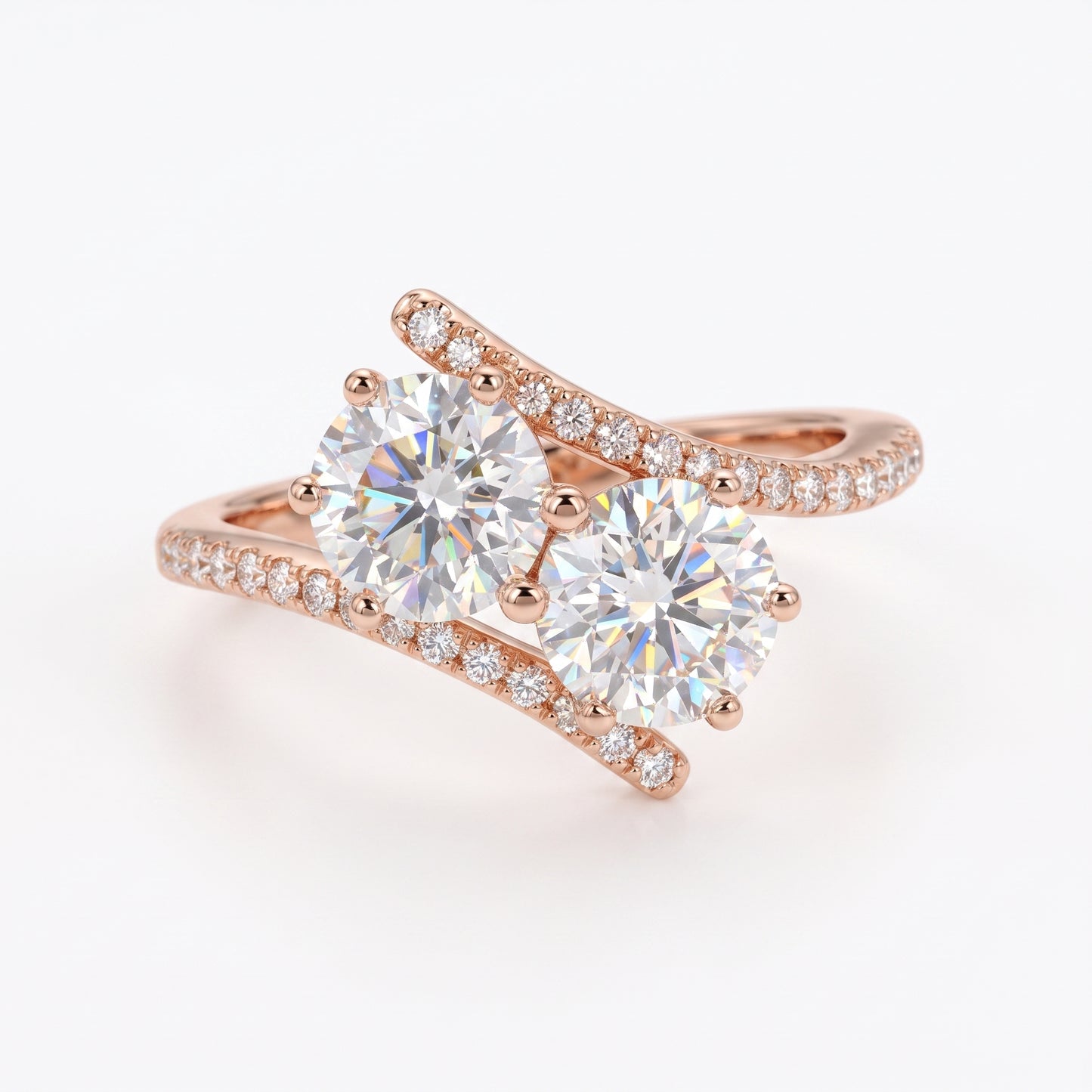 2.60 CT Two Stone Lab Grown Diamond Toi et Moi Engagement Ring