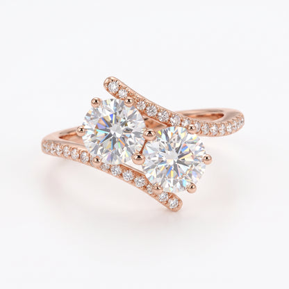 2.60 CT Two Stone Lab Grown Diamond Toi et Moi Engagement Ring