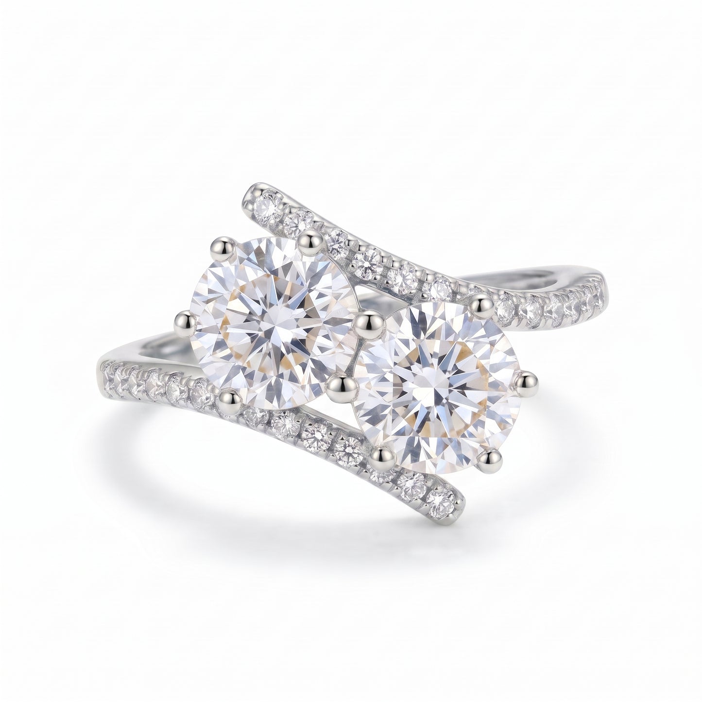 2.60 CT Two Stone Lab Grown Diamond Toi et Moi Engagement Ring