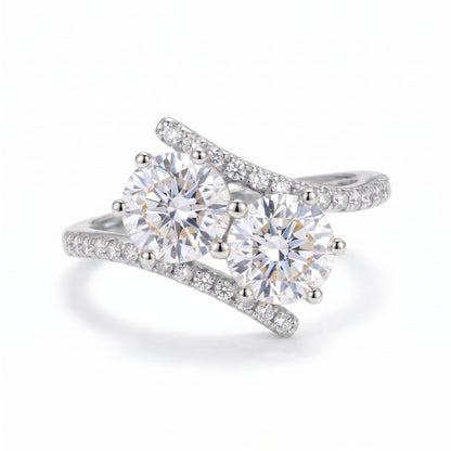 2.60 CT Two Stone Lab Grown Diamond Toi et Moi Engagement Ring