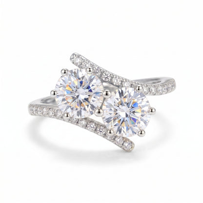 2.60 CT Two Stone Lab Grown Diamond Toi et Moi Engagement Ring