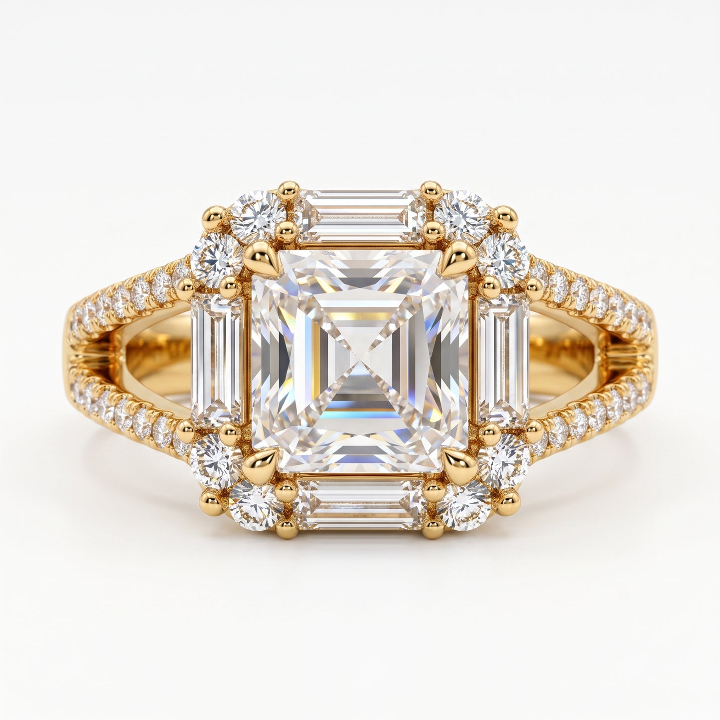 1.650 CT Asscher Cut Lab Grown Diamond Halo Engagement Ring