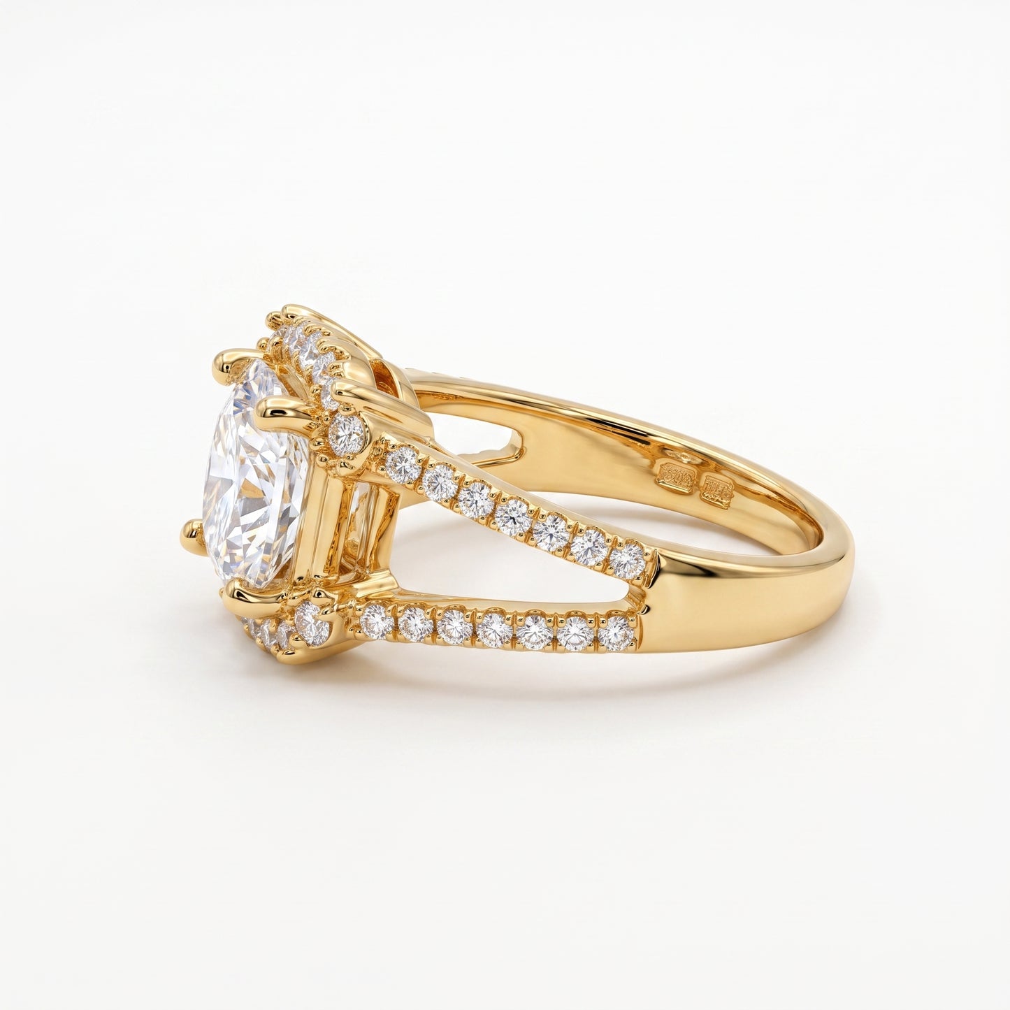1.650 CT Asscher Cut Lab Grown Diamond Halo Engagement Ring