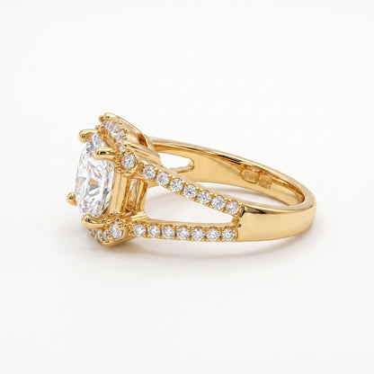 1.650 CT Asscher Cut Lab Grown Diamond Halo Engagement Ring