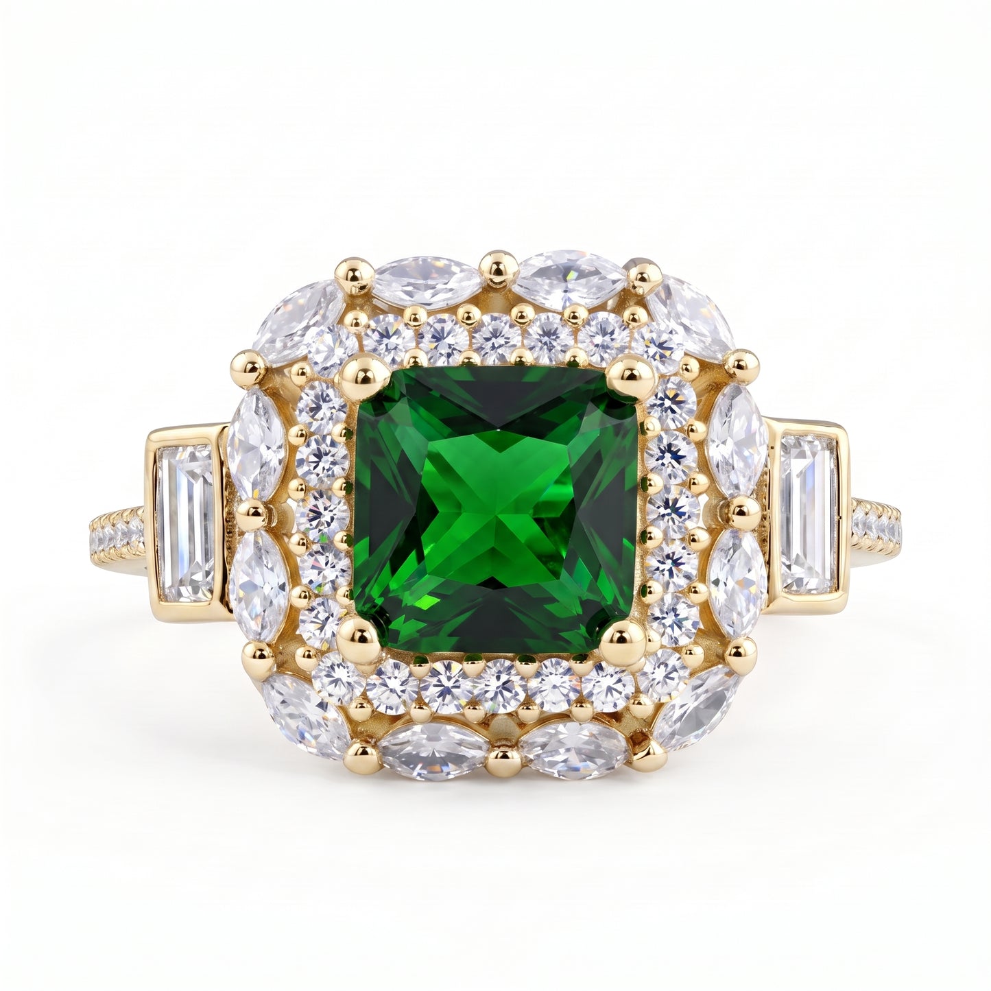 Cushion Cut Emerald Ring