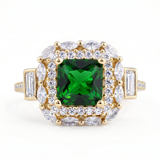 Cushion Cut Emerald Ring