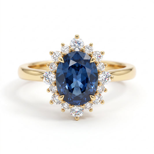 1.5ct Oval Cut Grey Engagement Lab-Grown Ring