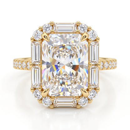2.0 CT Radiant Cut Engagement Ring 14K Yellow Gold