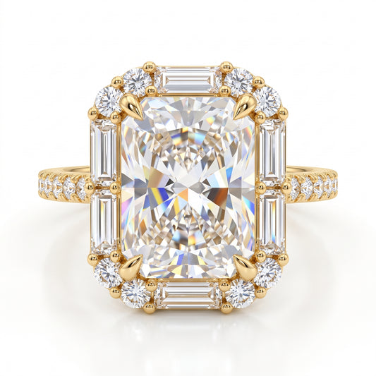 2.0 CT Radiant Cut Engagement Ring 14K Yellow Gold