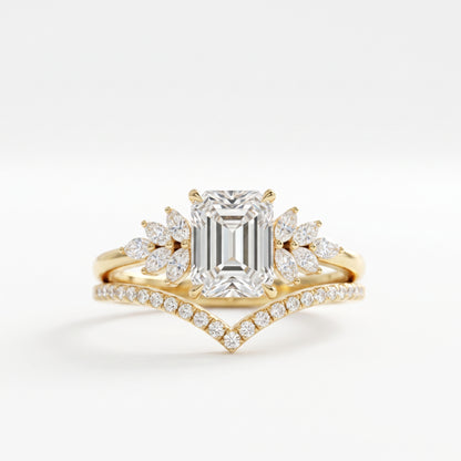 1.60 ct Emerald Cut Lab-Grown Engagement Ring Set