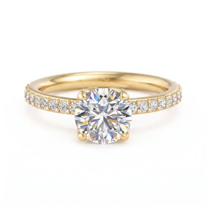 1.50CT Round Cut Lab Grown Diamond Solitaire With Accent Engagement Ring