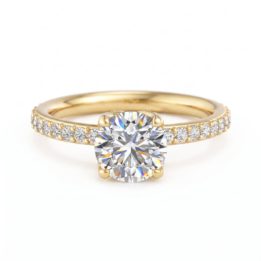 1.50CT Round Cut Lab Grown Diamond Solitaire With Accent Engagement Ring