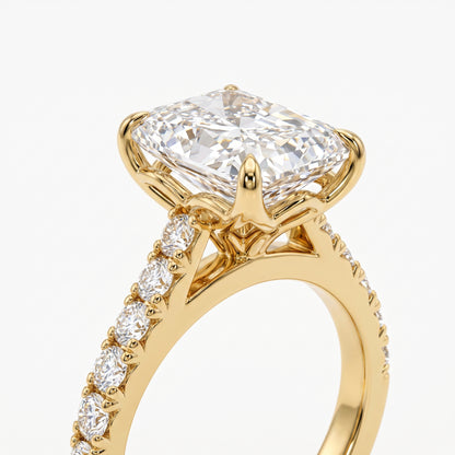 4 Carat Radiant Cut Engagement Ring Pave Solitaire