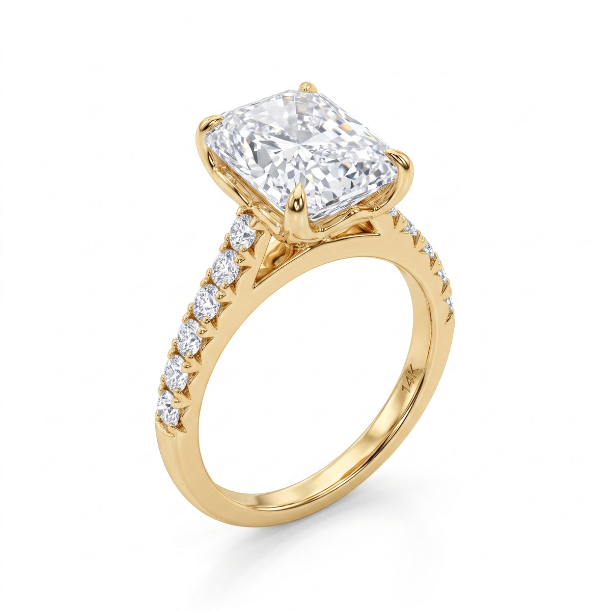 4 Carat Radiant Cut Engagement Ring Pave Solitaire