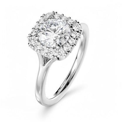 1.10 TCW Round Cut VVS1 Lab-Grown Halo Engagement Ring Solid 14K White Gold